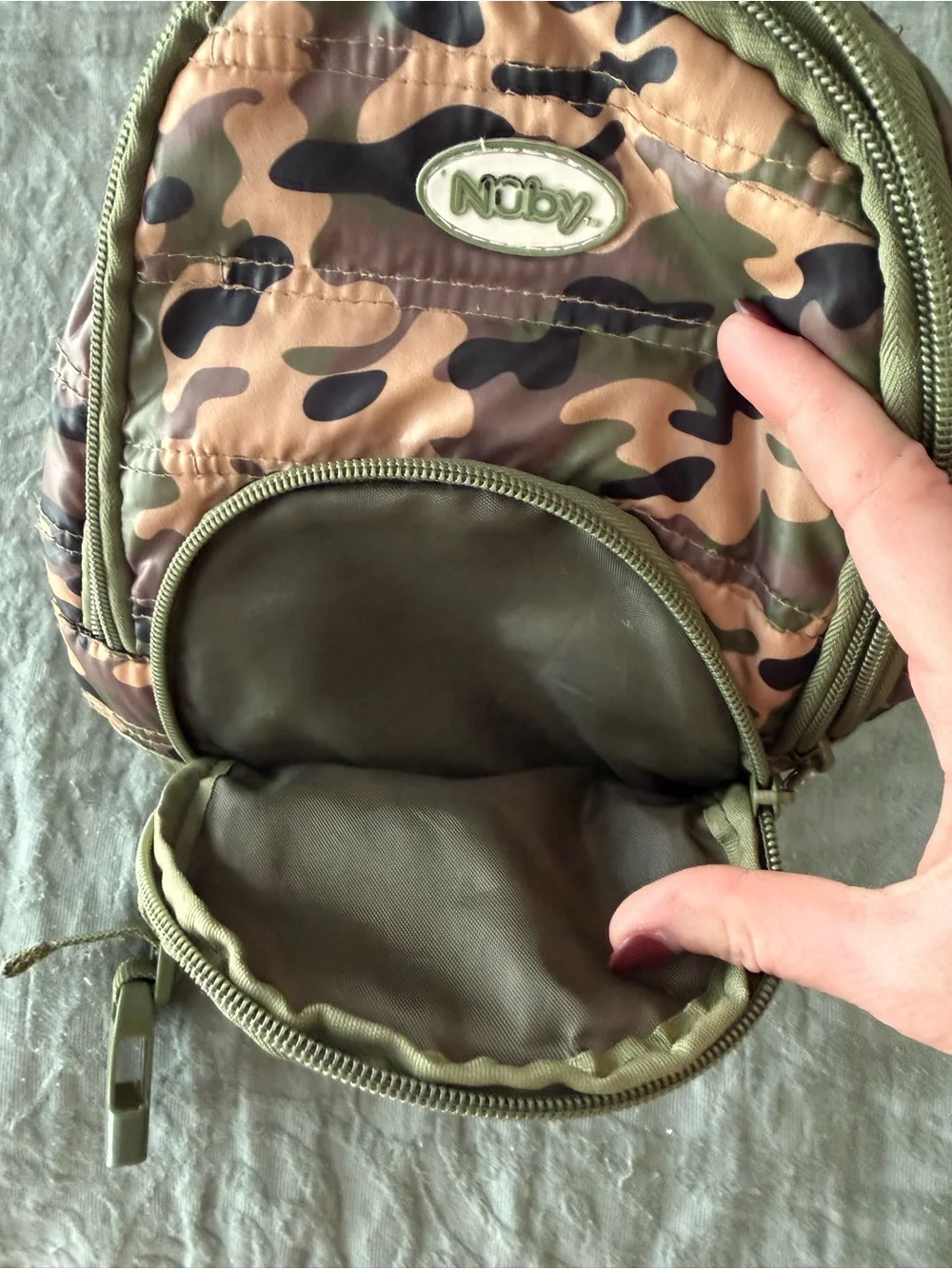 Camouflage Mini Nuby Backpack Sling Bag - Green/Brown Camo